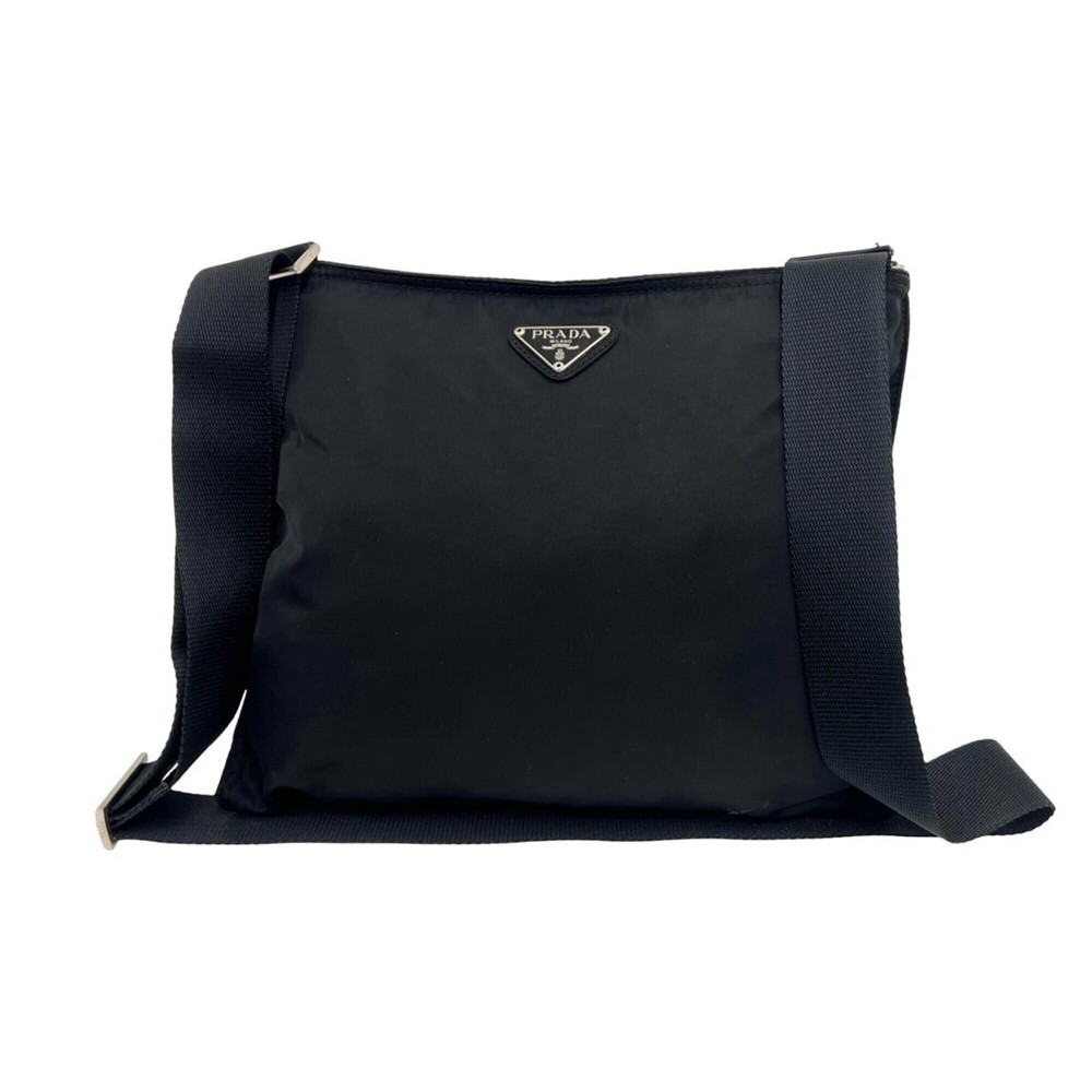 PRADA Prada Triangle Logo Hardware Tessuto Pocono Nylon Shoulder Bag Pouch Sa...